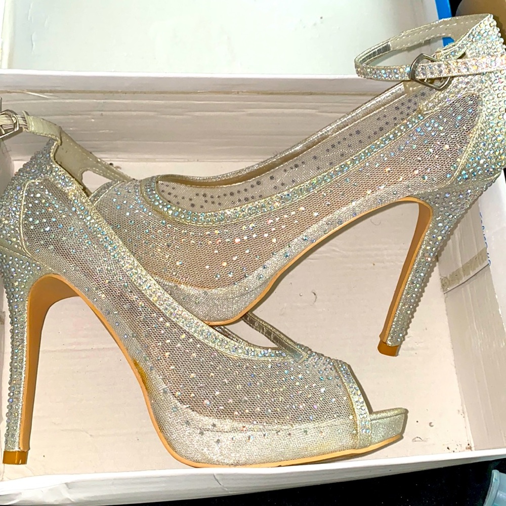 Tiffany Silver Rhinestone Heels